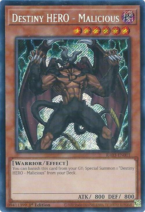 Destiny HERO - Malicious (Secret Rare) [RA03-EN001] Secret Rare | Gear Gaming Fayetteville