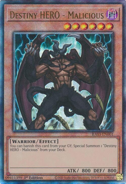 Destiny HERO - Malicious (UTR) [RA03-EN001] Prismatic Ultimate Rare | Gear Gaming Fayetteville