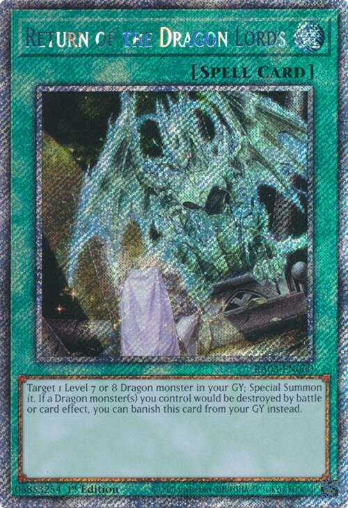 Return of the Dragon Lords (Platinum Secret Rare) [RA03-EN060] Platinum Secret Rare | Gear Gaming Fayetteville