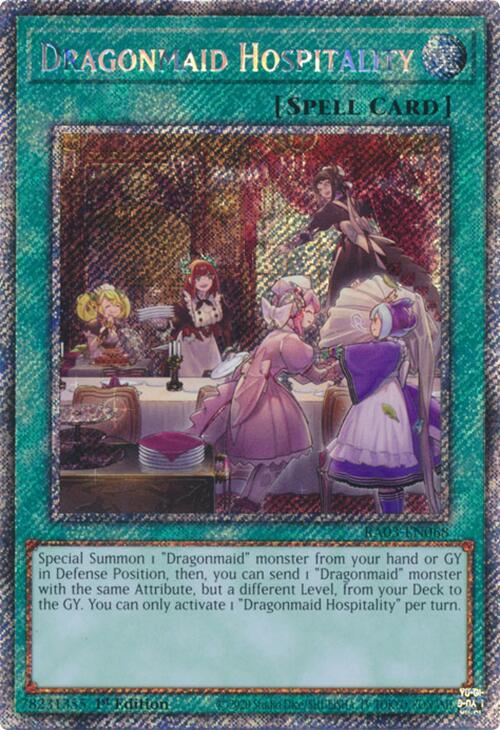 Dragonmaid Hospitality (Platinum Secret Rare) [RA03-EN068] Platinum Secret Rare | Gear Gaming Fayetteville