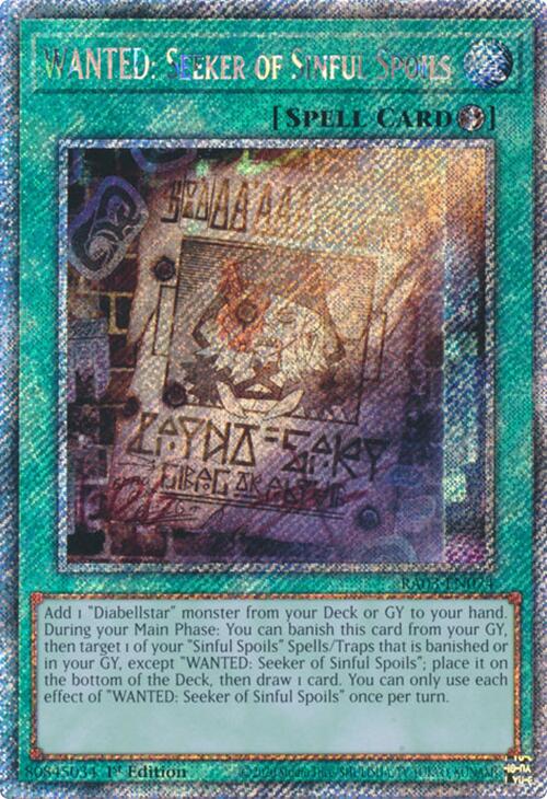 WANTED: Seeker of Sinful Spoils (Platinum Secret Rare) [RA03-EN074] Platinum Secret Rare | Gear Gaming Fayetteville