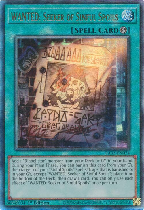WANTED: Seeker of Sinful Spoils (UTR) [RA03-EN074] Prismatic Ultimate Rare | Gear Gaming Fayetteville