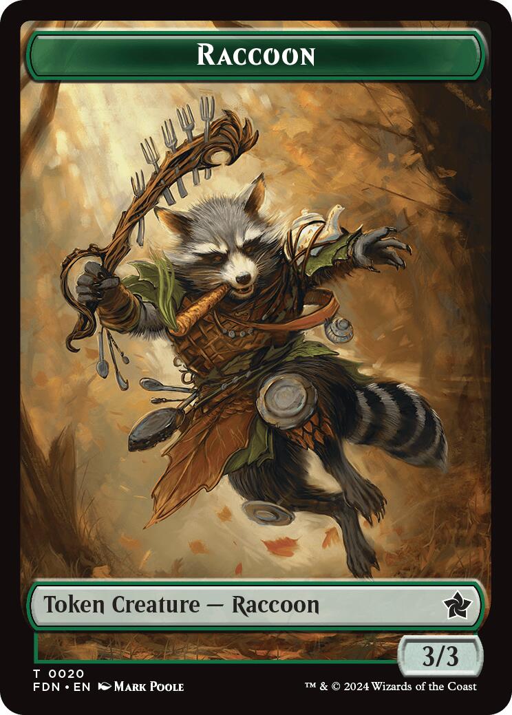 Elf Warrior // Raccoon Doubled-Sided Token [Foundations Tokens] | Gear Gaming Fayetteville