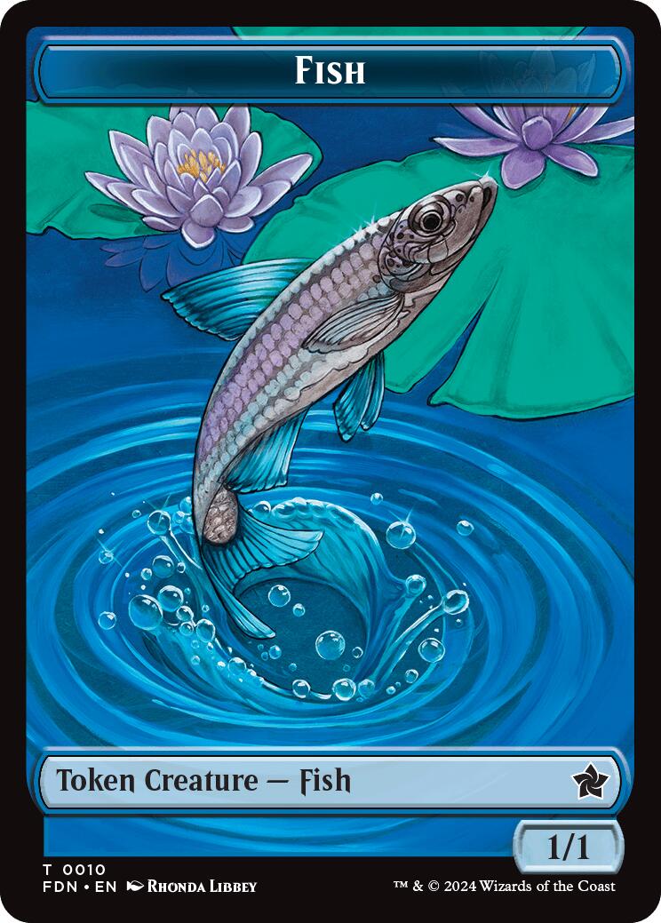 Faerie // Fish Doubled-Sided Token [Foundations Tokens] | Gear Gaming Fayetteville