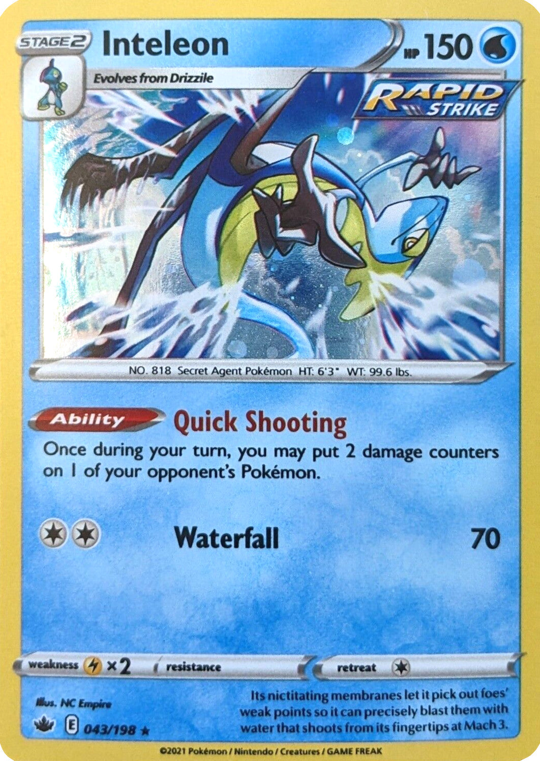 Inteleon (043/198) (Cosmos Holo) [Sword & Shield: Chilling Reign] | Gear Gaming Fayetteville