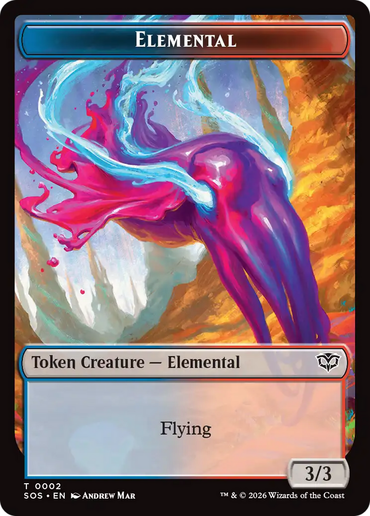 Elemental (0002) // Treasure Double-Sided Token [Secrets of Strixhaven Tokens] | Gear Gaming Fayetteville