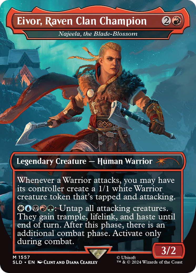 Eivor, Raven Clan Champion - Najeela, the Blade-Blossom (Rainbow Foil) [Secret Lair Drop Series] | Gear Gaming Fayetteville