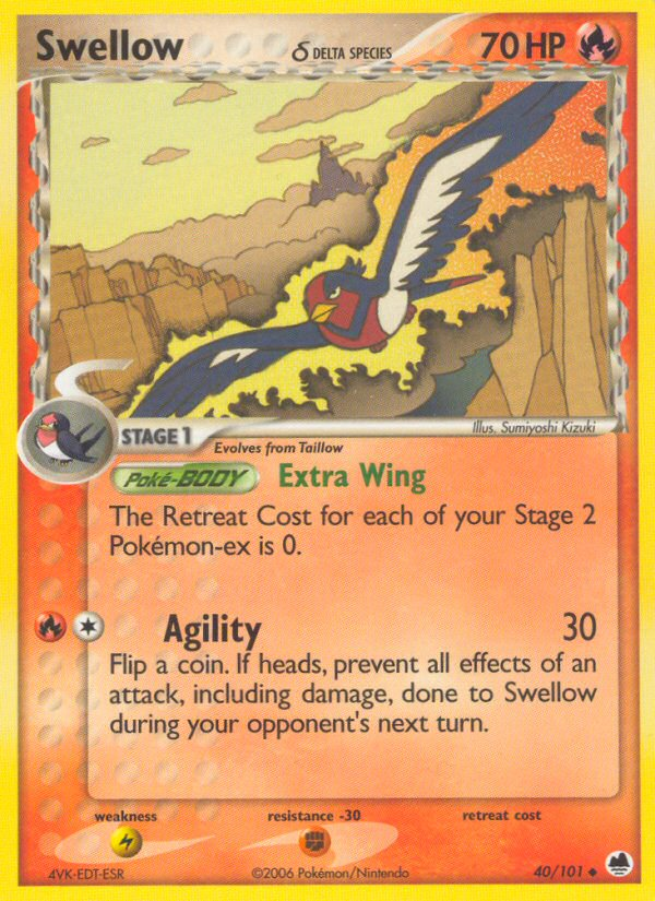 Swellow (40/101) (Delta Species) [EX: Dragon Frontiers] | Gear Gaming Fayetteville