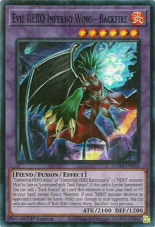 Evil HERO Inferno Wing - Backfire [SUDA-EN032] Super Rare | Gear Gaming Fayetteville