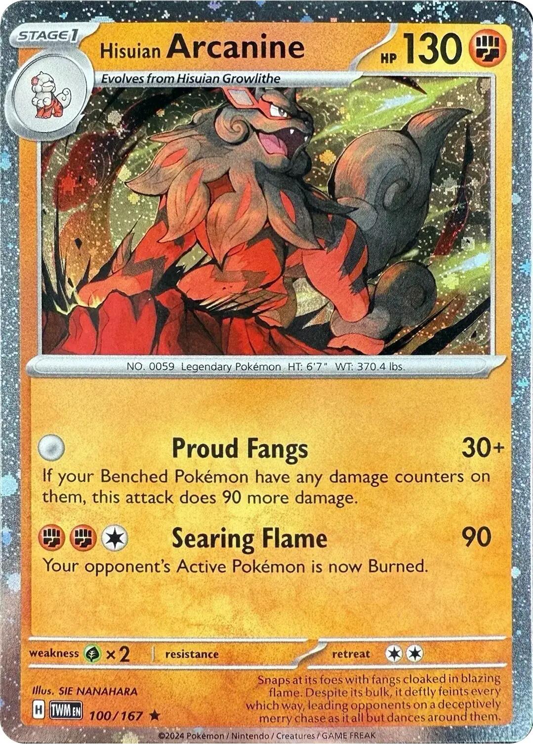 Hisuian Arcanine (100/167) (Cosmos Holo) [Scarlet & Violet: Twilight Masquerade] | Gear Gaming Fayetteville