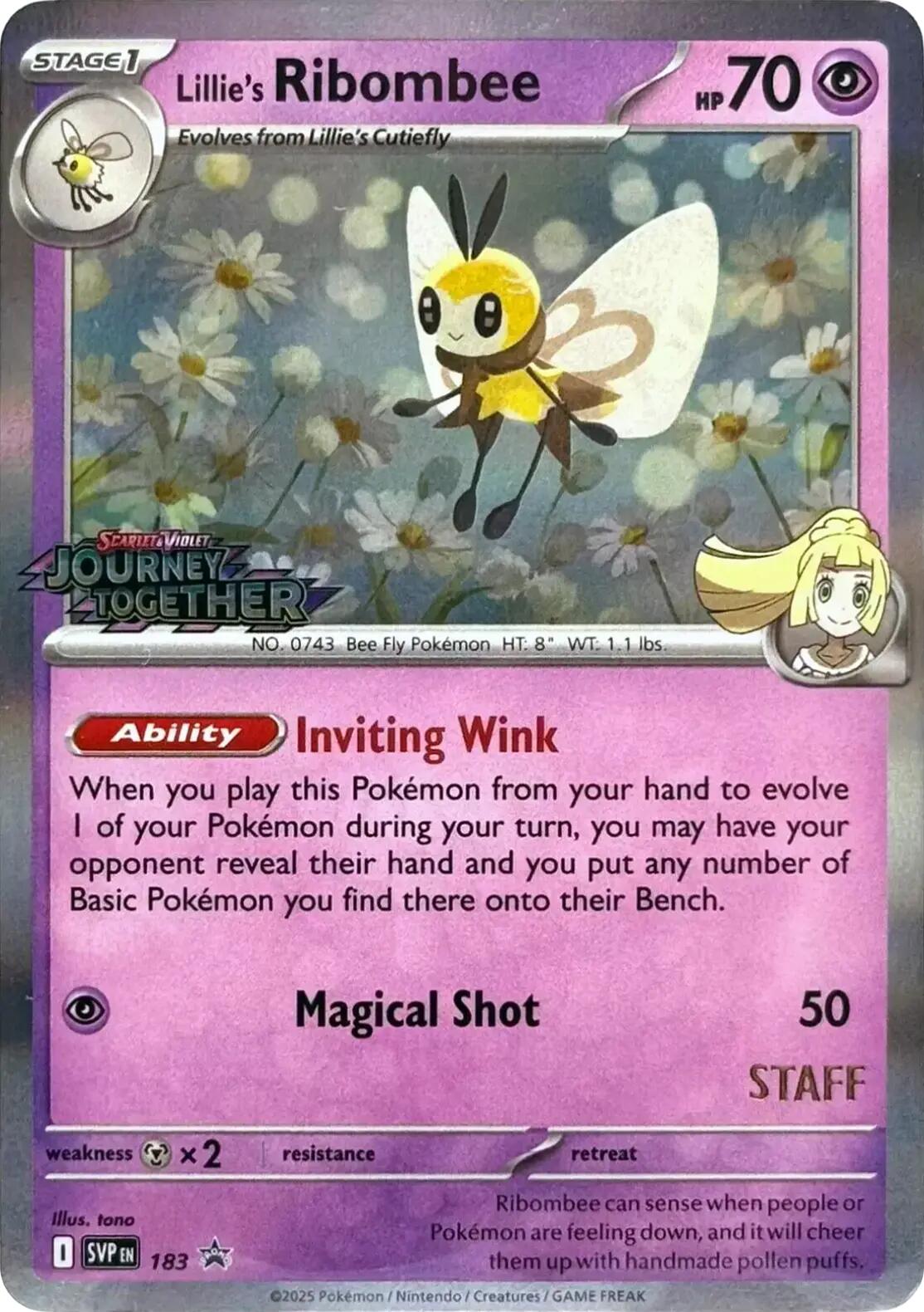 Lillie's Ribombee (183) (Prerelease Staff) [Scarlet & Violet: Black Star Promos] | Gear Gaming Fayetteville