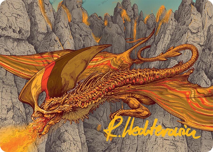 Magmatic Hellkite Art Card (34/54) (Gold-Stamped Signature) [Tarkir: Dragonstorm Art Series] | Gear Gaming Fayetteville