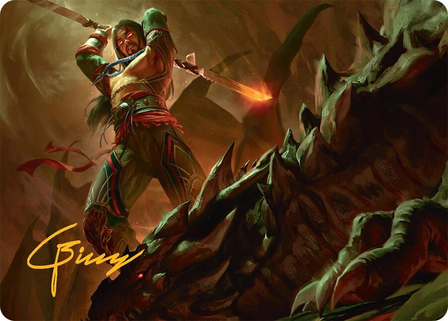 Sarkhan's Resolve Art Card (18/54) (Gold-Stamped Signature) [Tarkir: Dragonstorm Art Series] | Gear Gaming Fayetteville