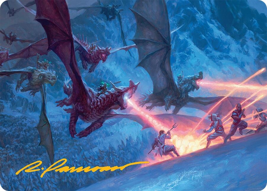 Dragonback Assault Art Card (22/54) (Gold-Stamped Signature) [Tarkir: Dragonstorm Art Series] | Gear Gaming Fayetteville