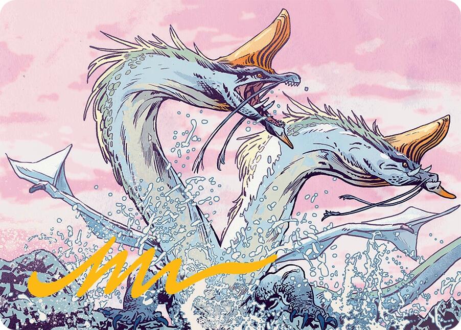 Twinmaw Stormbrood Art Card (39/54) (Gold-Stamped Signature) [Tarkir: Dragonstorm Art Series] | Gear Gaming Fayetteville