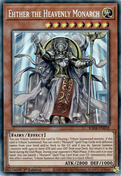 Ehther the Heavenly Monarch [RA04-EN018] Prismatic Collector's Rare | Gear Gaming Fayetteville