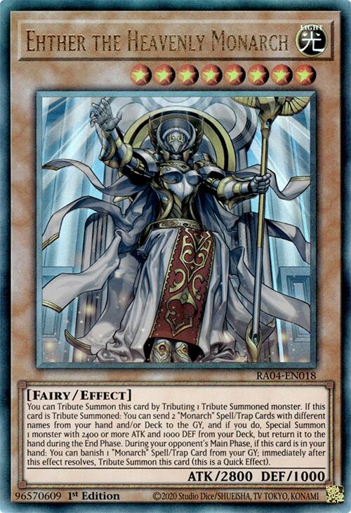 Ehther the Heavenly Monarch [RA04-EN018] Prismatic Ultimate Rare | Gear Gaming Fayetteville
