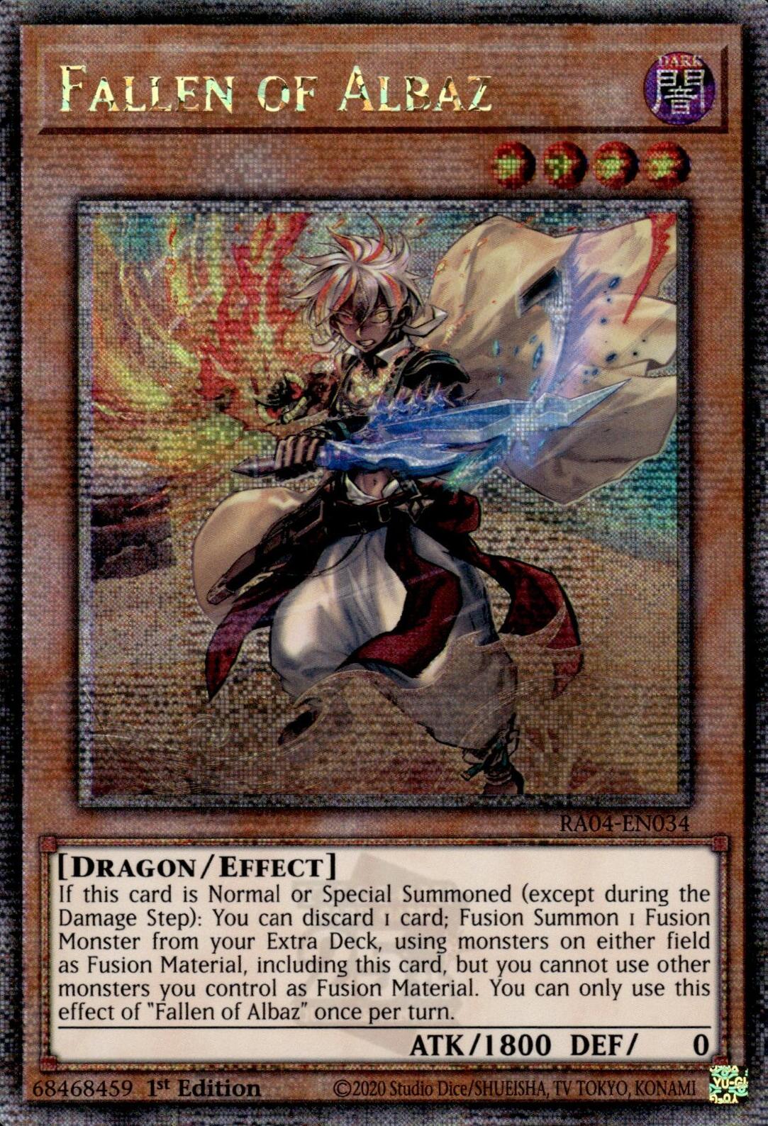 Fallen of Albaz (New Art) [RA04-EN034] Quarter Century Secret Rare | Gear Gaming Fayetteville