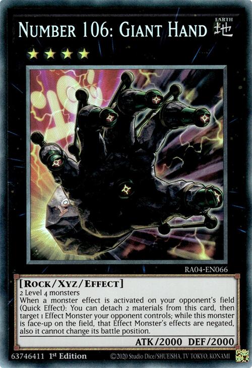 Number 106: Giant Hand [RA04-EN066] Prismatic Collector's Rare | Gear Gaming Fayetteville