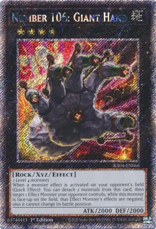 Number 106: Giant Hand [RA04-EN066] Platinum Secret Rare | Gear Gaming Fayetteville