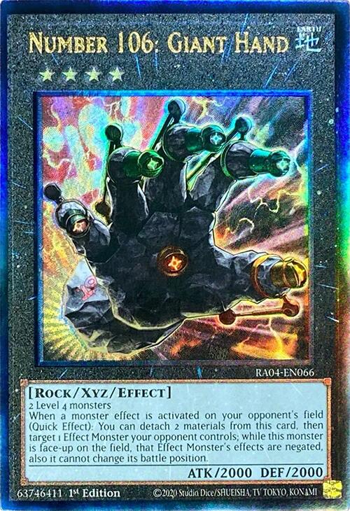 Number 106: Giant Hand [RA04-EN066] Prismatic Ultimate Rare | Gear Gaming Fayetteville