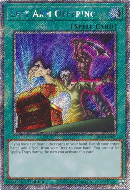Left Arm Offering [RA04-EN086] Platinum Secret Rare | Gear Gaming Fayetteville