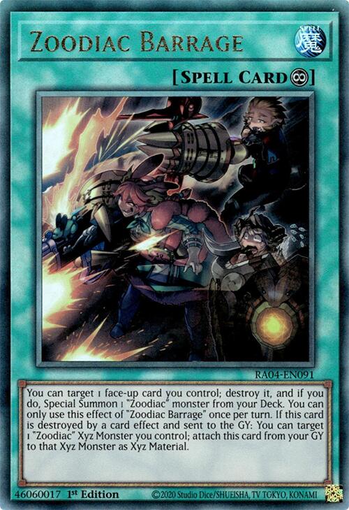 Zoodiac Barrage [RA04-EN091] Prismatic Ultimate Rare | Gear Gaming Fayetteville