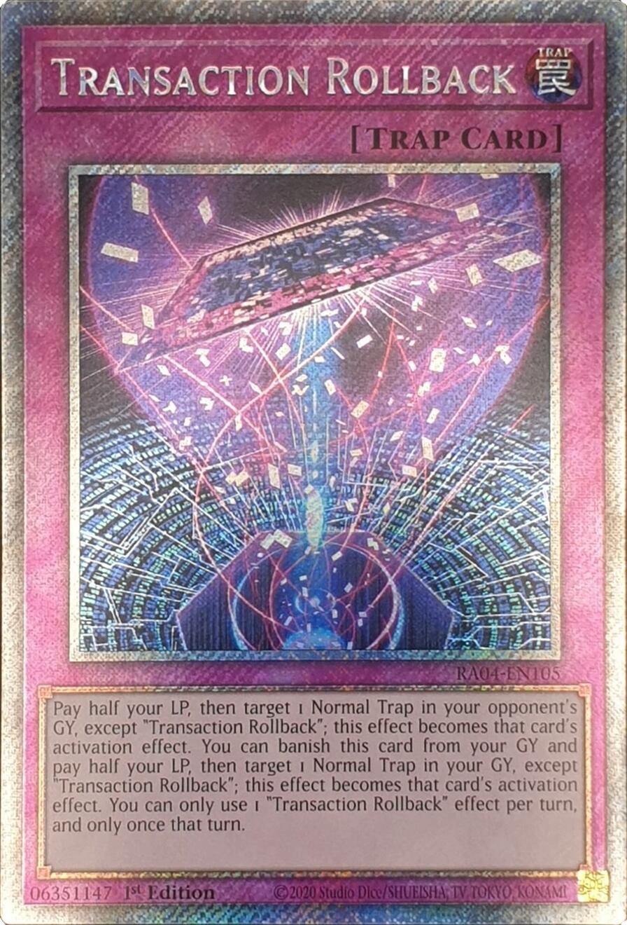 Transaction Rollback [RA04-EN105] Platinum Secret Rare | Gear Gaming Fayetteville