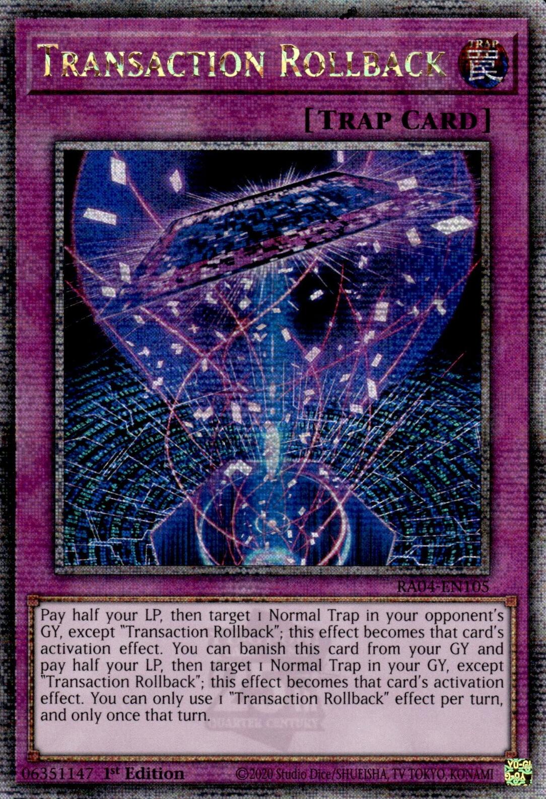 Transaction Rollback [RA04-EN105] Quarter Century Secret Rare | Gear Gaming Fayetteville