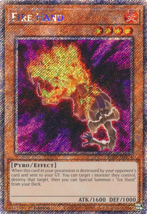 Fire Hand [RA04-EN224] Platinum Secret Rare | Gear Gaming Fayetteville