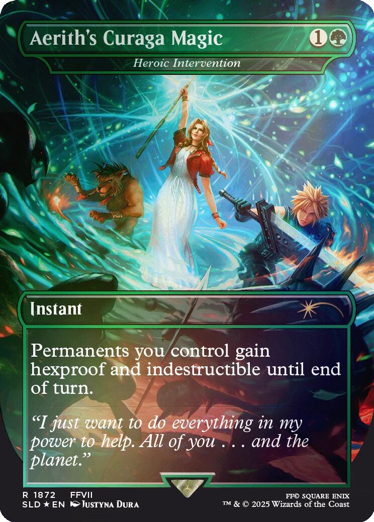 Aerith's Curaga Magic - Heroic Intervention (Rainbow Foil) [Secret Lair Drop Series] | Gear Gaming Fayetteville