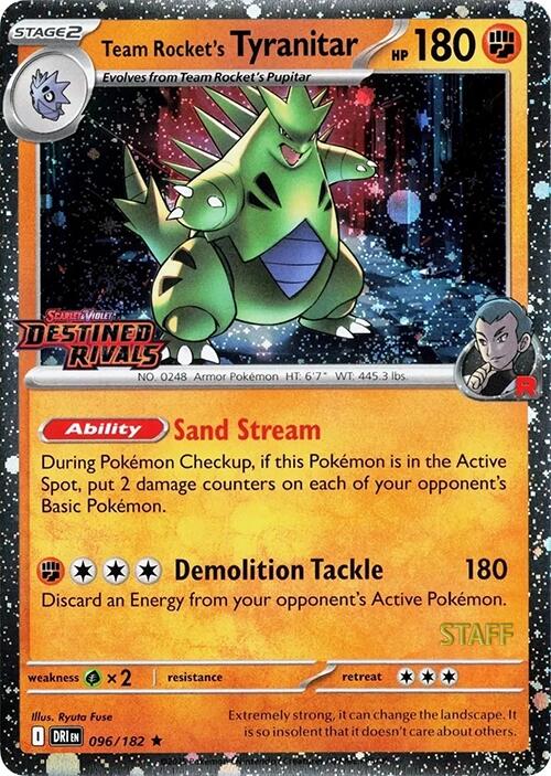 Team Rocket's Tyranitar (096/182) (Prerelease Staff) [Scarlet & Violet: Destined Rivals] | Gear Gaming Fayetteville