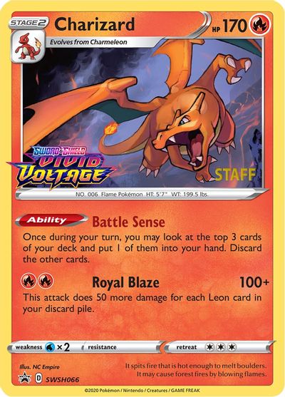 Charizard (SWSH066) (Staff Prerelease Promo) [Sword & Shield: Black Star Promos] | Gear Gaming Fayetteville