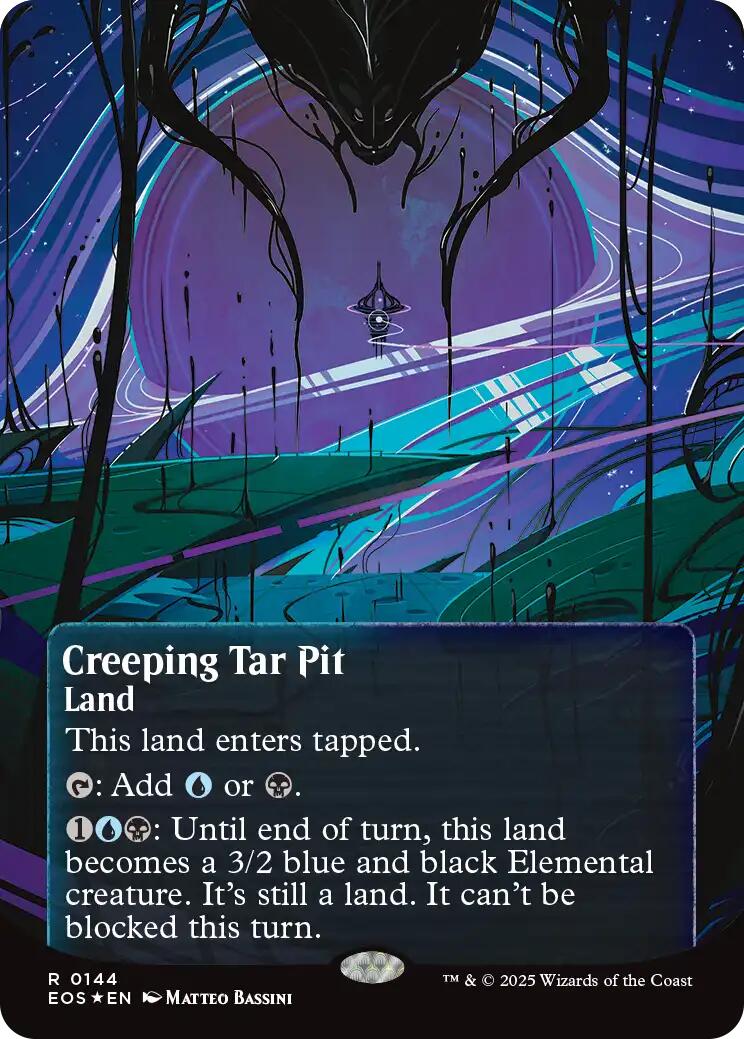 Creeping Tar Pit (0144) (Borderless) (Galaxy Foil) [Edge of Eternities: Stellar Sights] | Gear Gaming Fayetteville