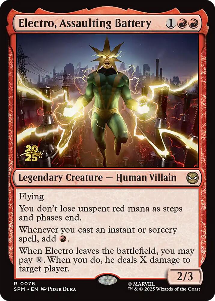 Electro, Assaulting Battery [Marvel's Spider-Man Prerelease Promos] | Gear Gaming Fayetteville