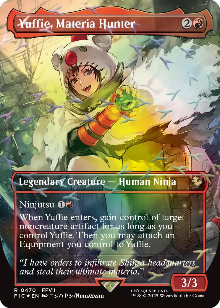 Yuffie, Materia Hunter (Borderless) (Chocobo Track Foil) [FINAL FANTASY Commander] | Gear Gaming Fayetteville