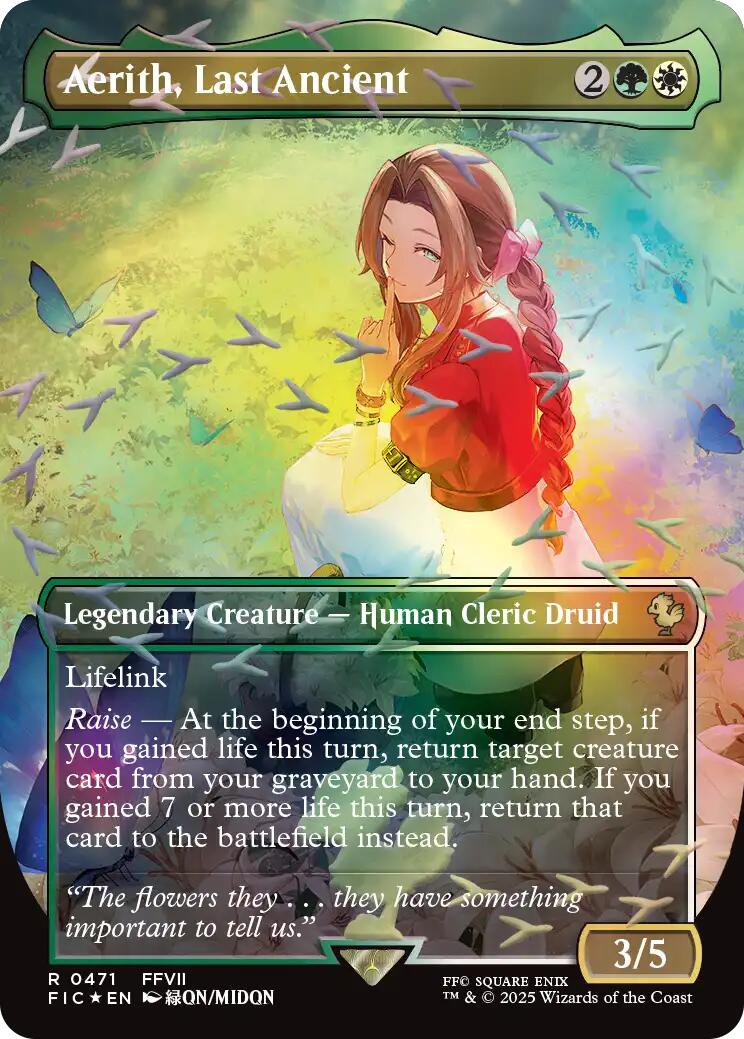 Aerith, Last Ancient (Borderless) (Chocobo Track Foil) [FINAL FANTASY Commander] | Gear Gaming Fayetteville