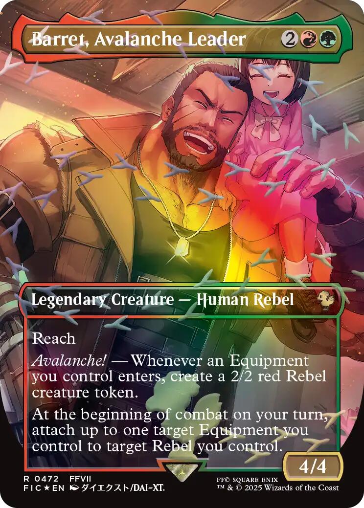 Barret, Avalanche Leader (Borderless) (Chocobo Track Foil) [FINAL FANTASY Commander] | Gear Gaming Fayetteville