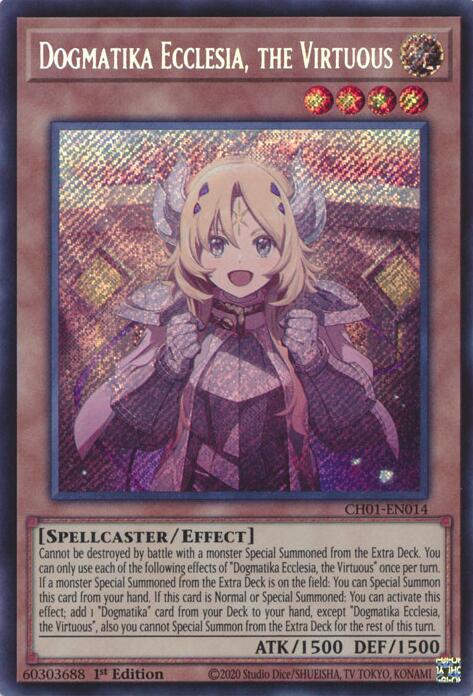 Dogmatika Ecclesia, the Virtuous (Secret Rare) [CH01-EN014] Secret Rare | Gear Gaming Fayetteville