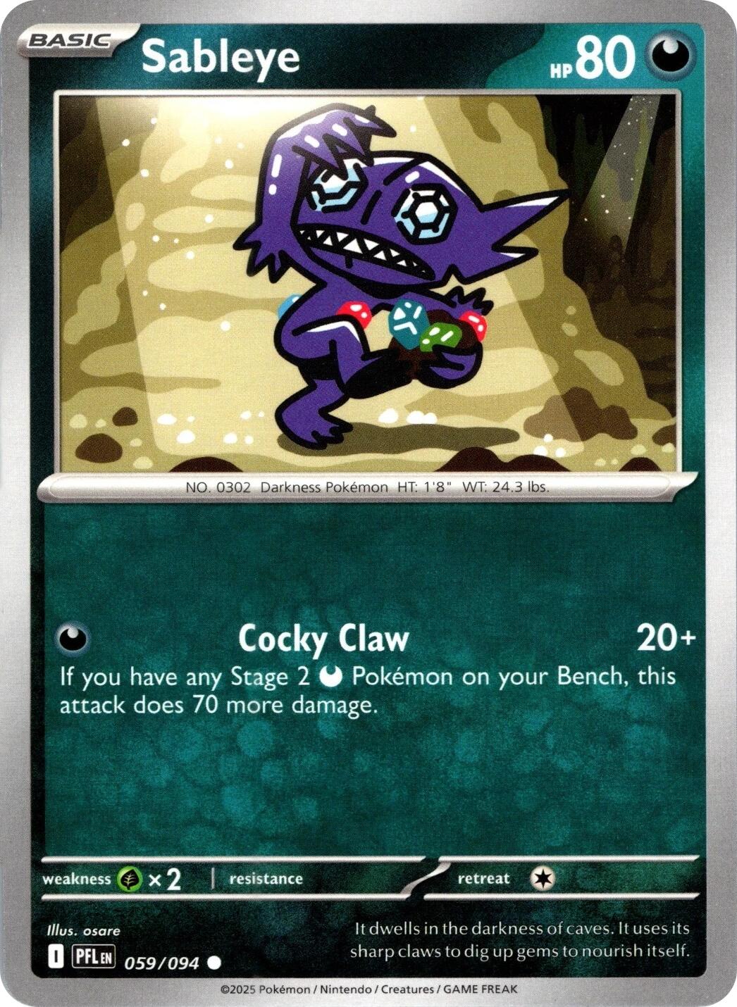 Sableye (059/094) (Reverse Holo) [Mega Evolution: Phantasmal Flames] | Gear Gaming Fayetteville