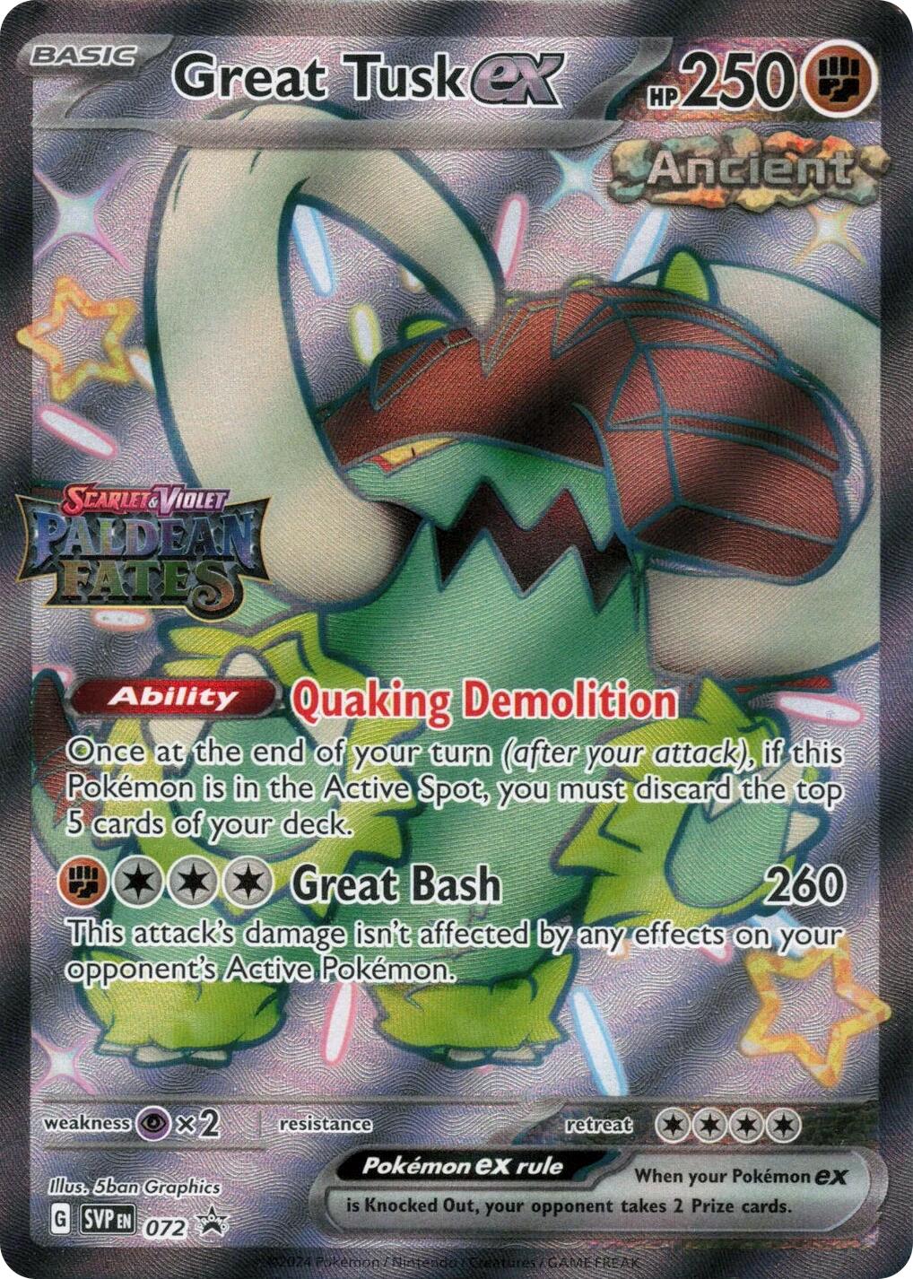 Great Tusk ex (072) (Paldean Fates Stamped) [Scarlet & Violet: Paldean Fates] | Gear Gaming Fayetteville
