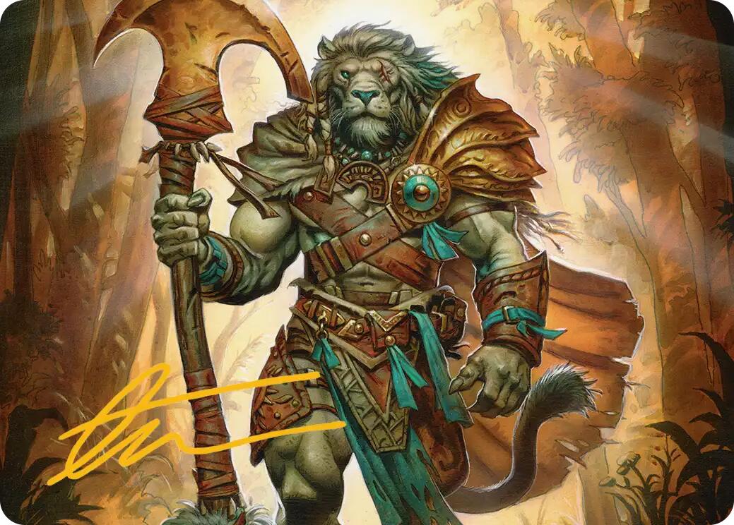 Ajani, Outland Chaperone Art Card (Gold-Stamped Signature) [Lorwyn Eclipsed Art Series] | Gear Gaming Fayetteville