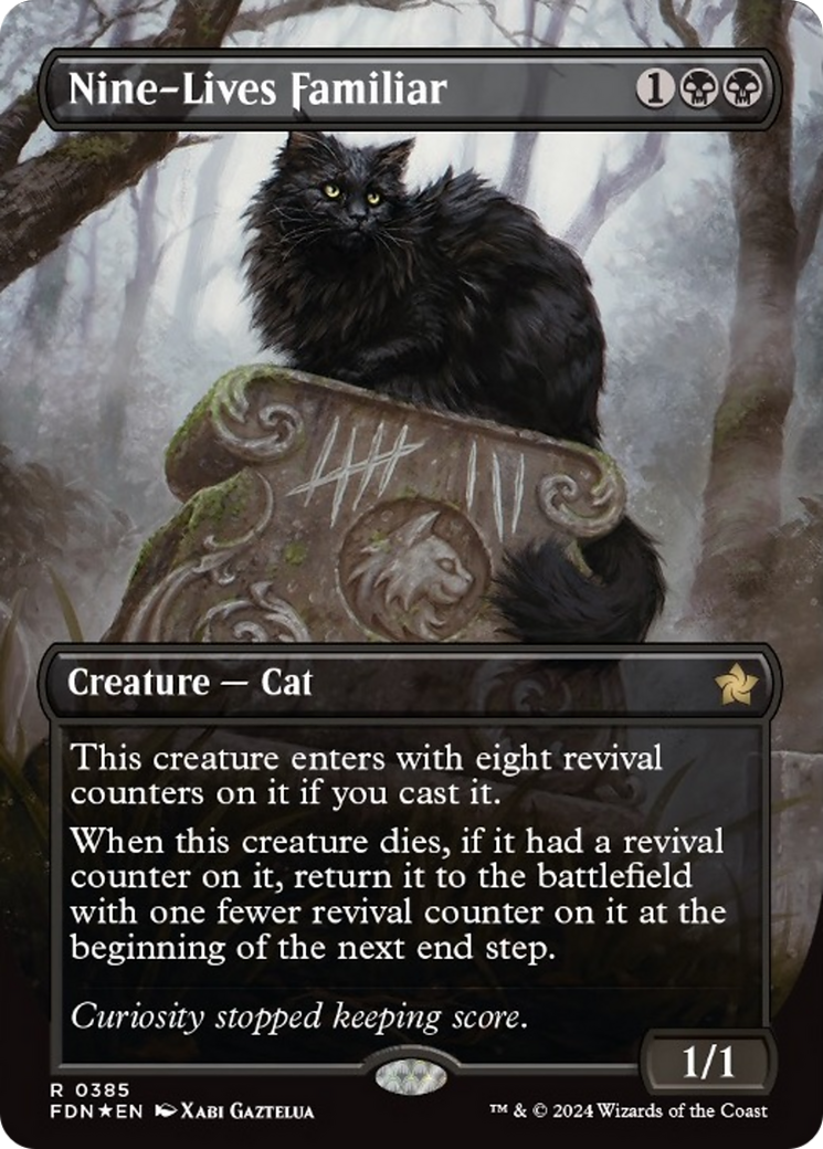 Nine-Lives Familiar (Borderless Mana Foil) [Foundations] | Gear Gaming Fayetteville