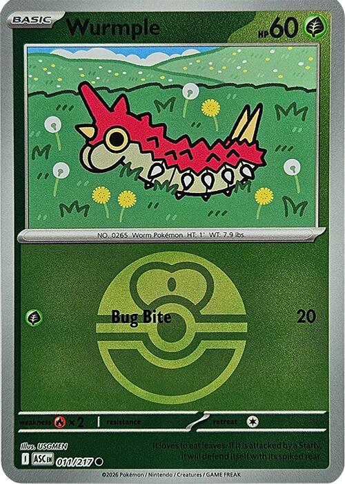 Wurmple (011/217) (Love Ball) [Mega Evolution: Ascended Heroes] | Gear Gaming Fayetteville