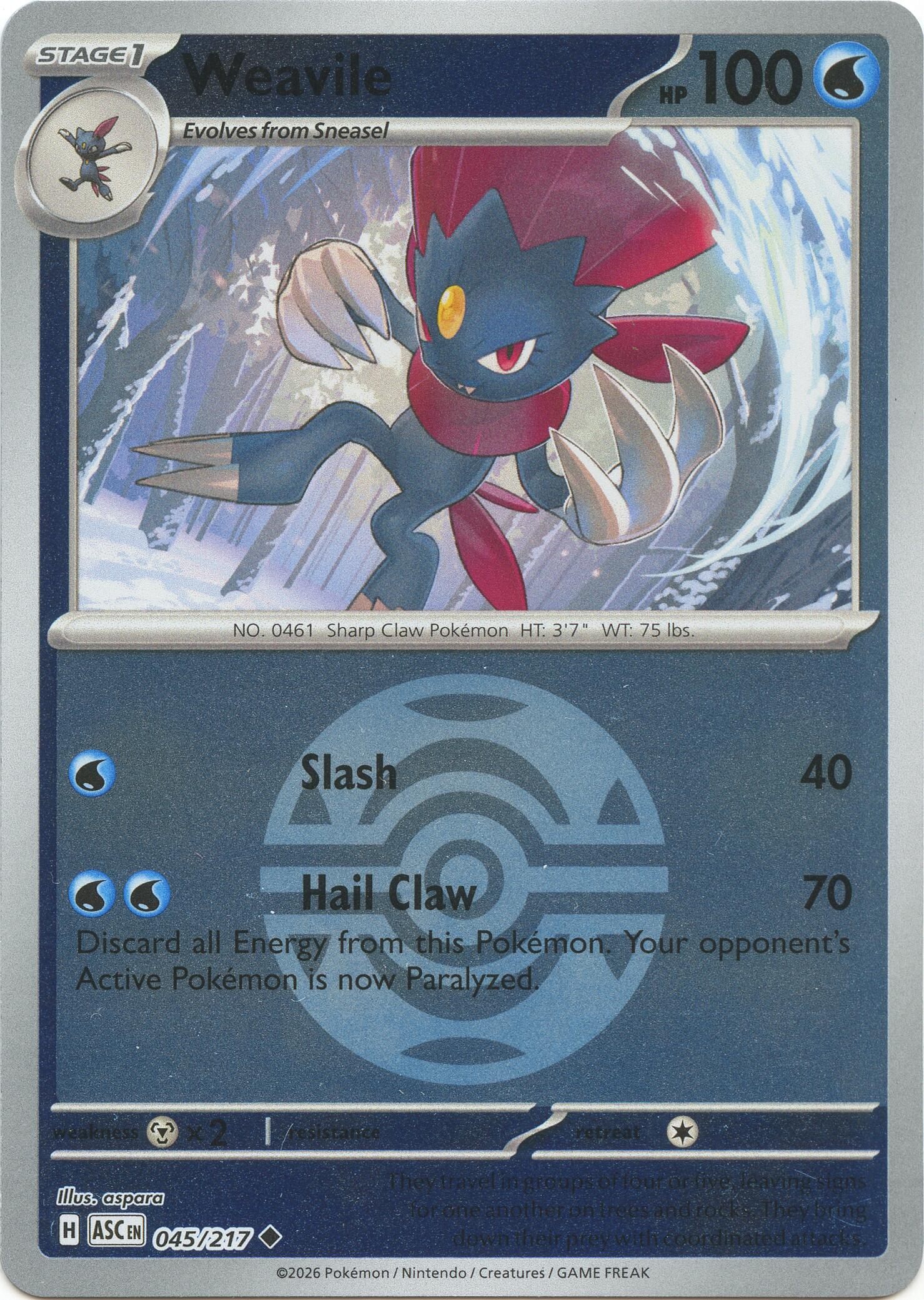 Weavile (045/217) (Dusk Ball) [Mega Evolution: Ascended Heroes] | Gear Gaming Fayetteville