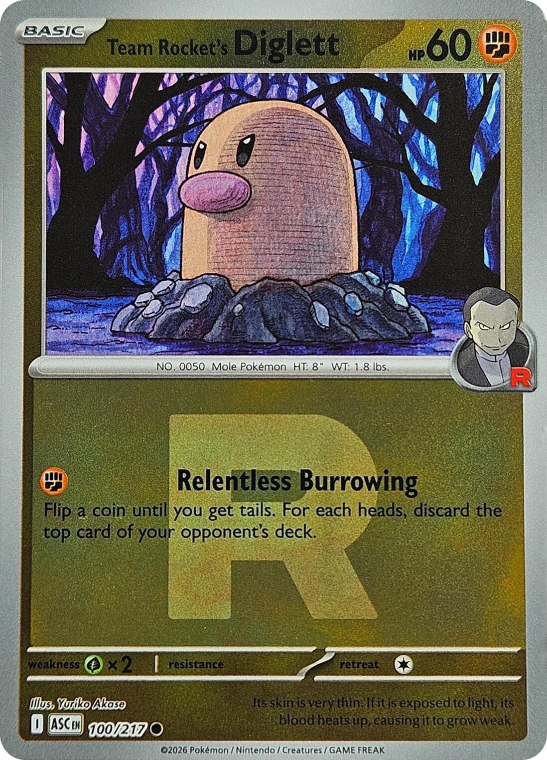 Team Rocket's Diglett (100/217) (Team Rocket) [Mega Evolution: Ascended Heroes] | Gear Gaming Fayetteville