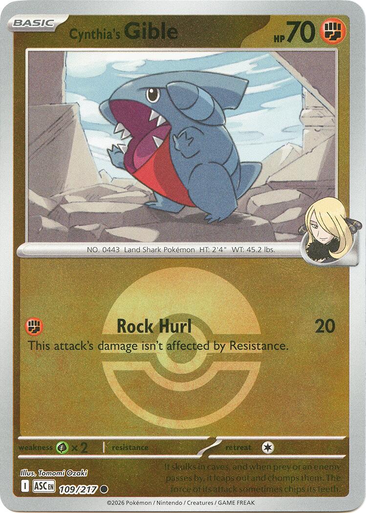 Cynthia's Gible (109/217) (Poke Ball) [Mega Evolution: Ascended Heroes] | Gear Gaming Fayetteville