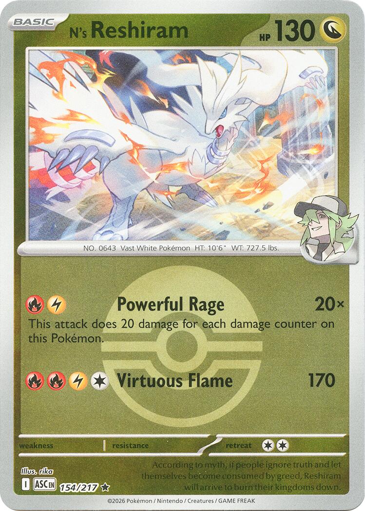 N's Reshiram (154/217) (Poke Ball) [Mega Evolution: Ascended Heroes] | Gear Gaming Fayetteville