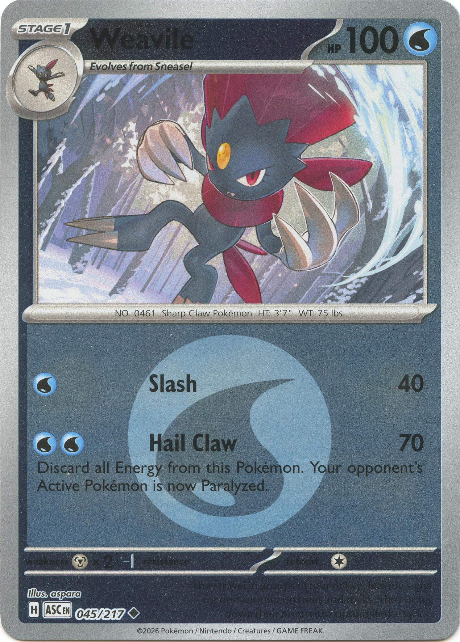 Weavile (045/217) (Energy Symbol Pattern) [Mega Evolution: Ascended Heroes] | Gear Gaming Fayetteville