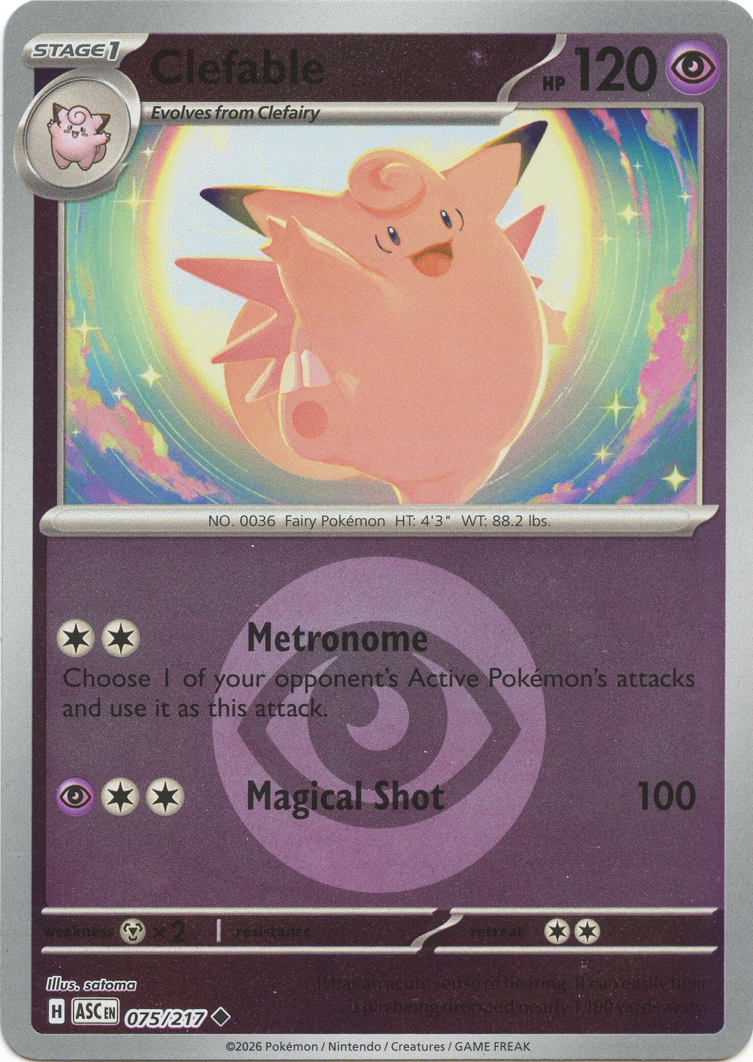 Clefable (075/217) (Energy Symbol Pattern) [Mega Evolution: Ascended Heroes] | Gear Gaming Fayetteville